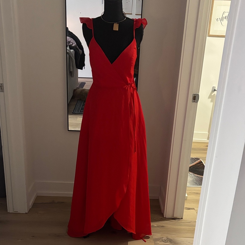 JJs House Vibrant Red Asymmetrical Dress